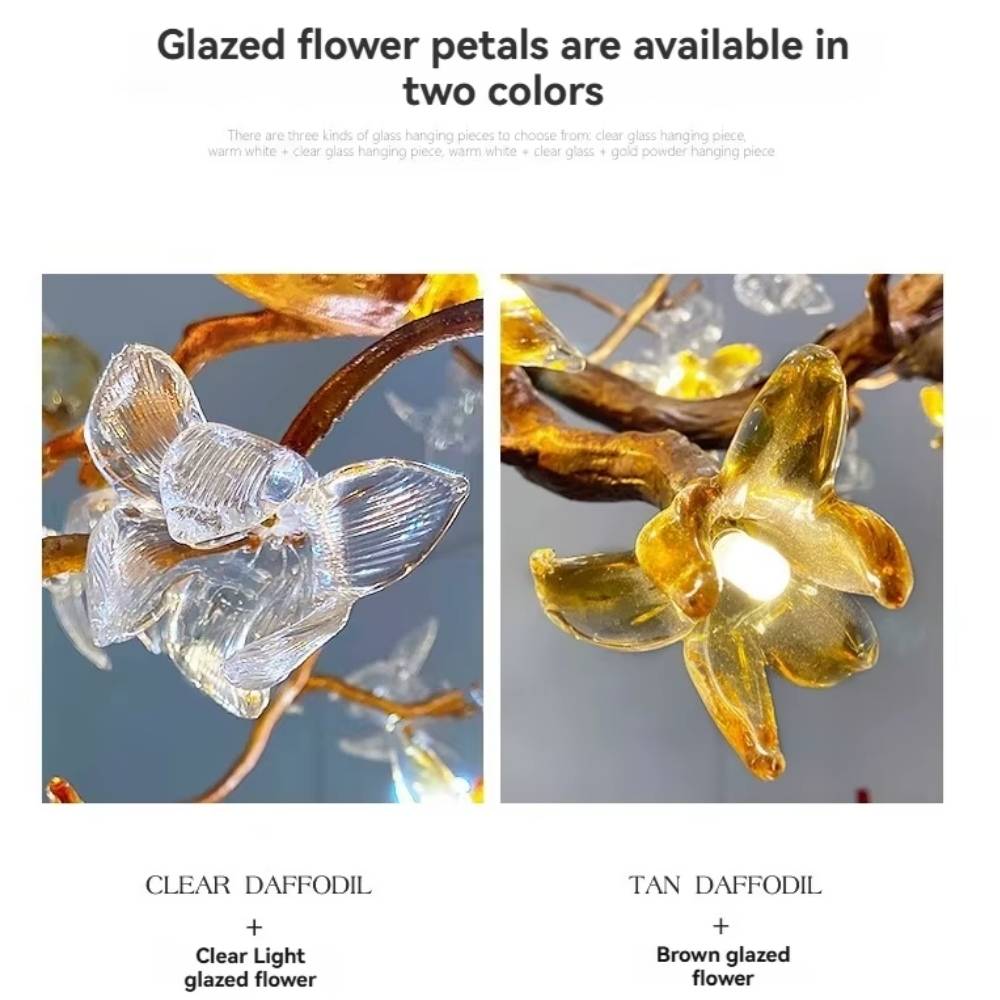 Verdant Branch Copper Vine Glass Flower Stairwell Chandelier by Bling Lighting Studio
