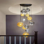 Ayla Bubble Art Contemporary Stairwell Chandelier for high ceiling staircase and foyer lighting