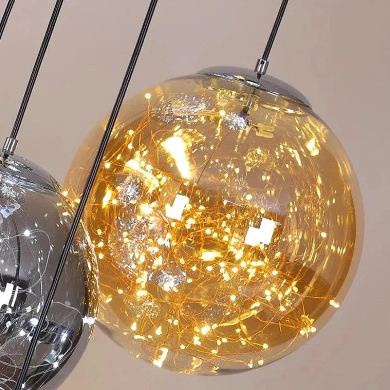 Ayla Bubble Art Contemporary Stairwell Chandelier for high ceiling staircase and foyer lighting