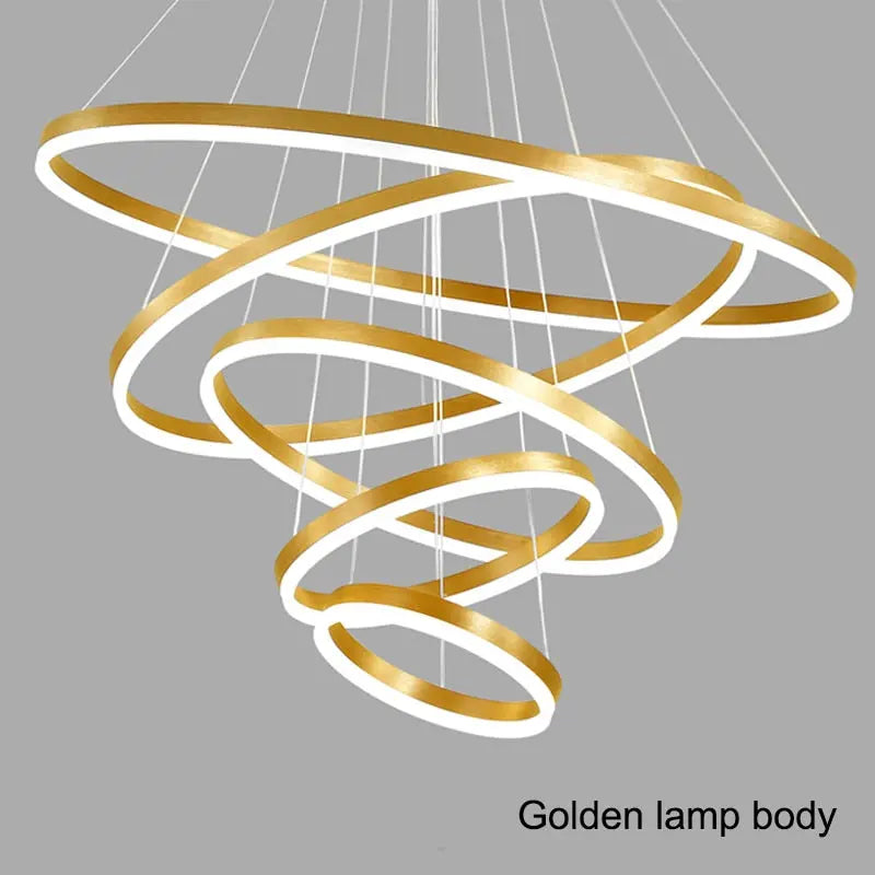 Aysan Modern Ring Chandeliers for high ceiling staircase and foyer lighting