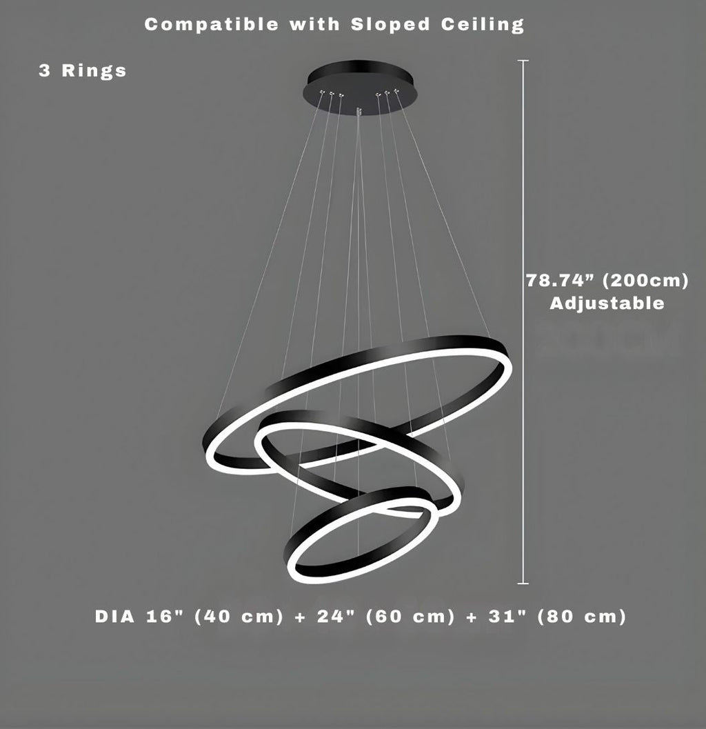 Aysan Modern Ring Chandeliers for high ceiling staircase and foyer lighting