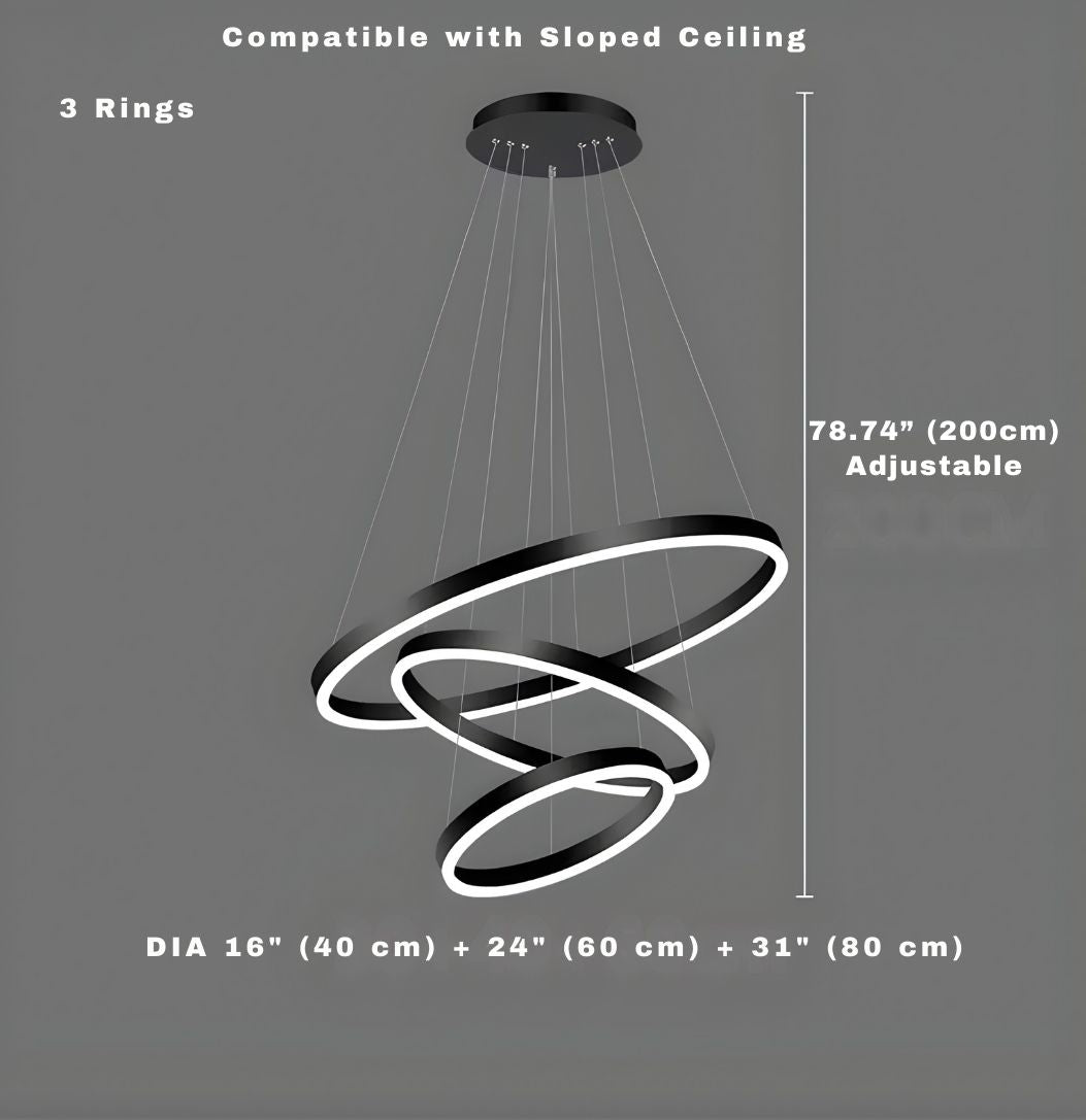 Aysan Modern Ring Chandeliers for high ceiling staircase and foyer lighting
