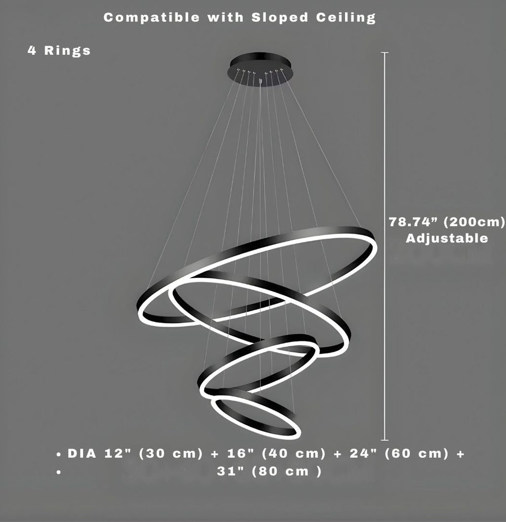 Aysan Modern Ring Chandeliers for high ceiling staircase and foyer lighting