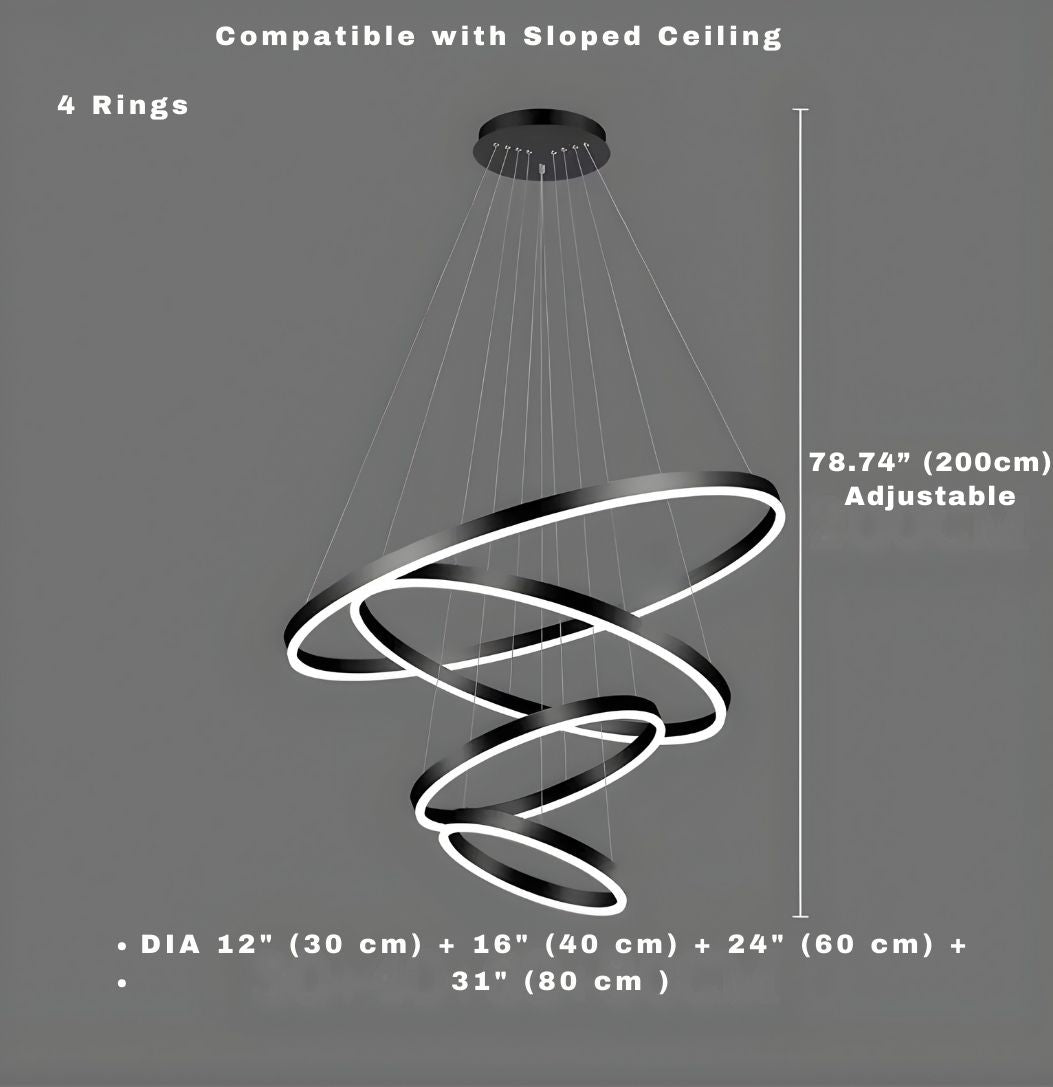 Aysan Modern Ring Chandeliers for high ceiling staircase and foyer lighting