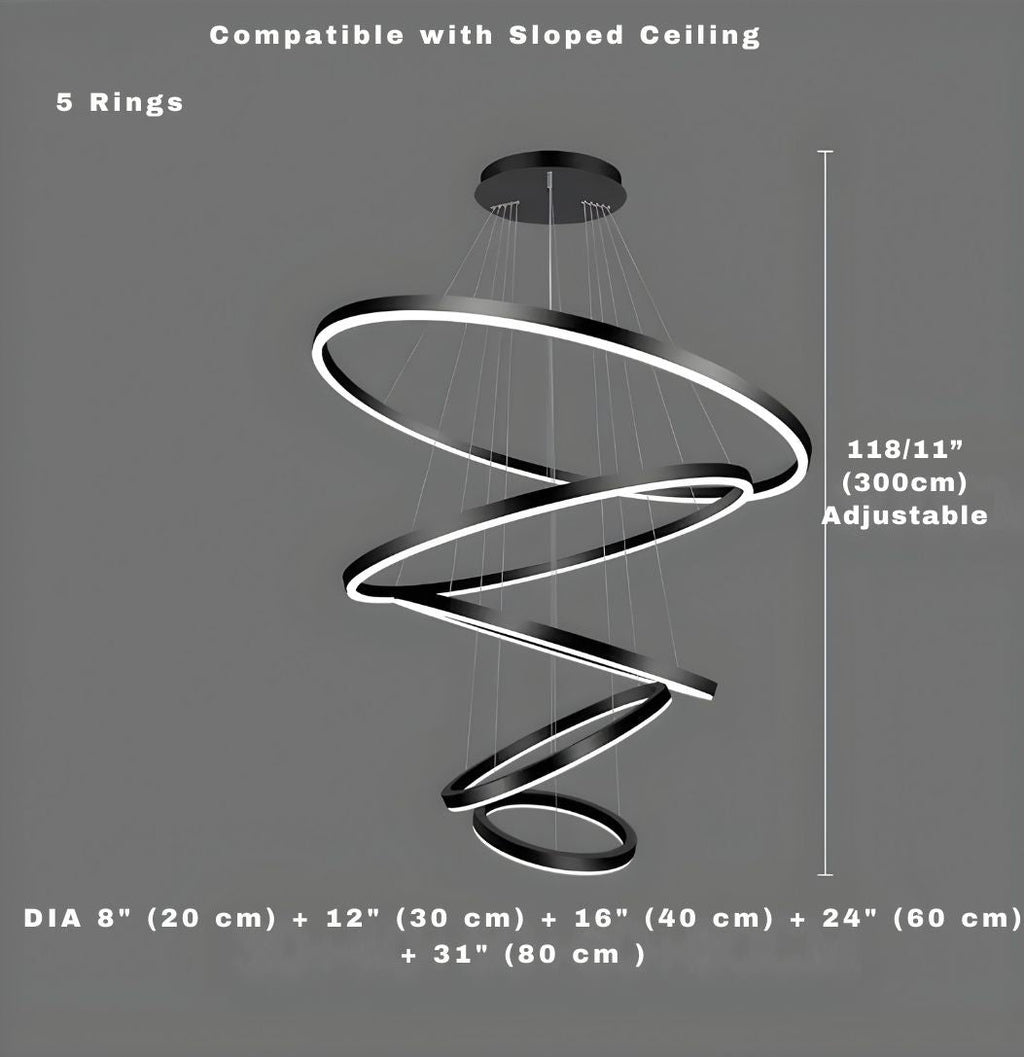 Aysan Modern Ring Chandeliers for high ceiling staircase and foyer lighting