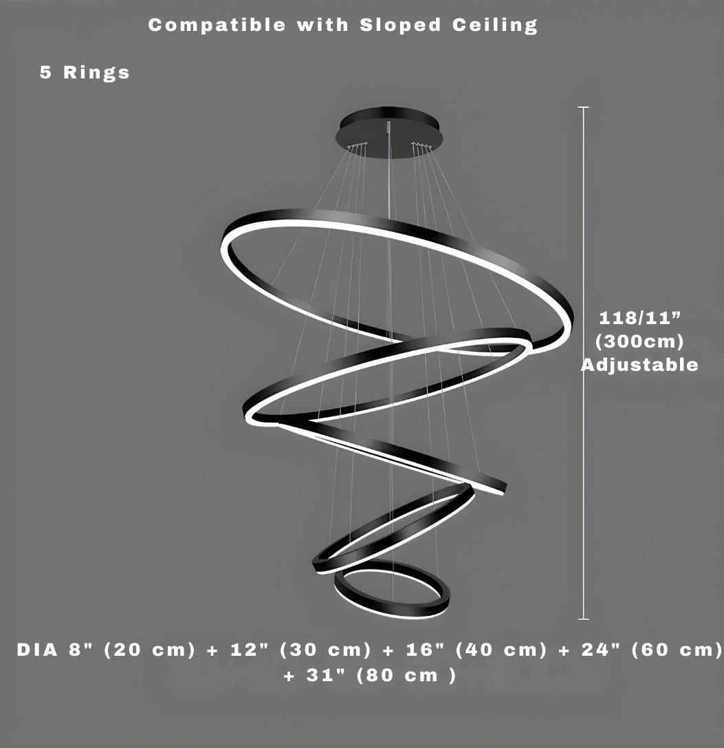 Aysan Modern Ring Chandeliers for high ceiling staircase and foyer lighting