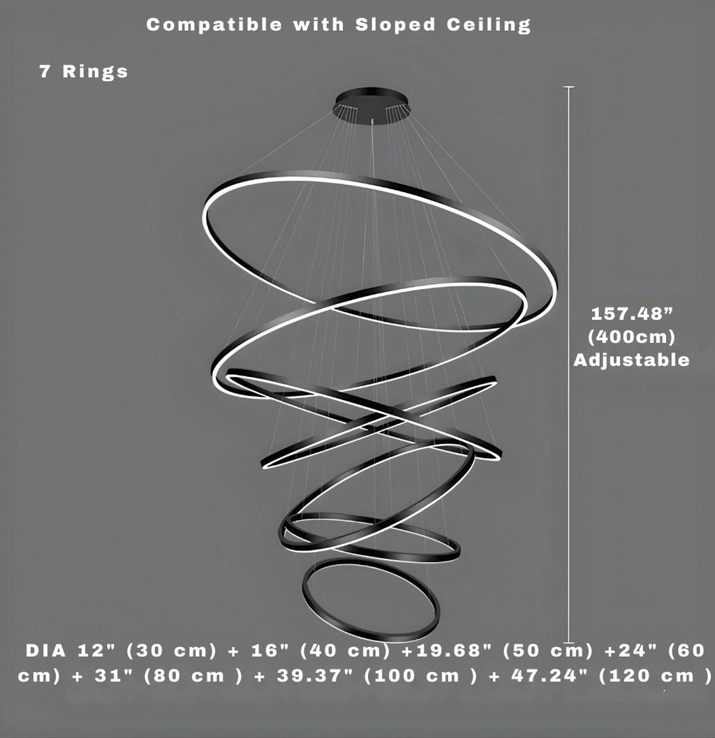 Aysan Modern Ring Chandeliers for high ceiling staircase and foyer lighting