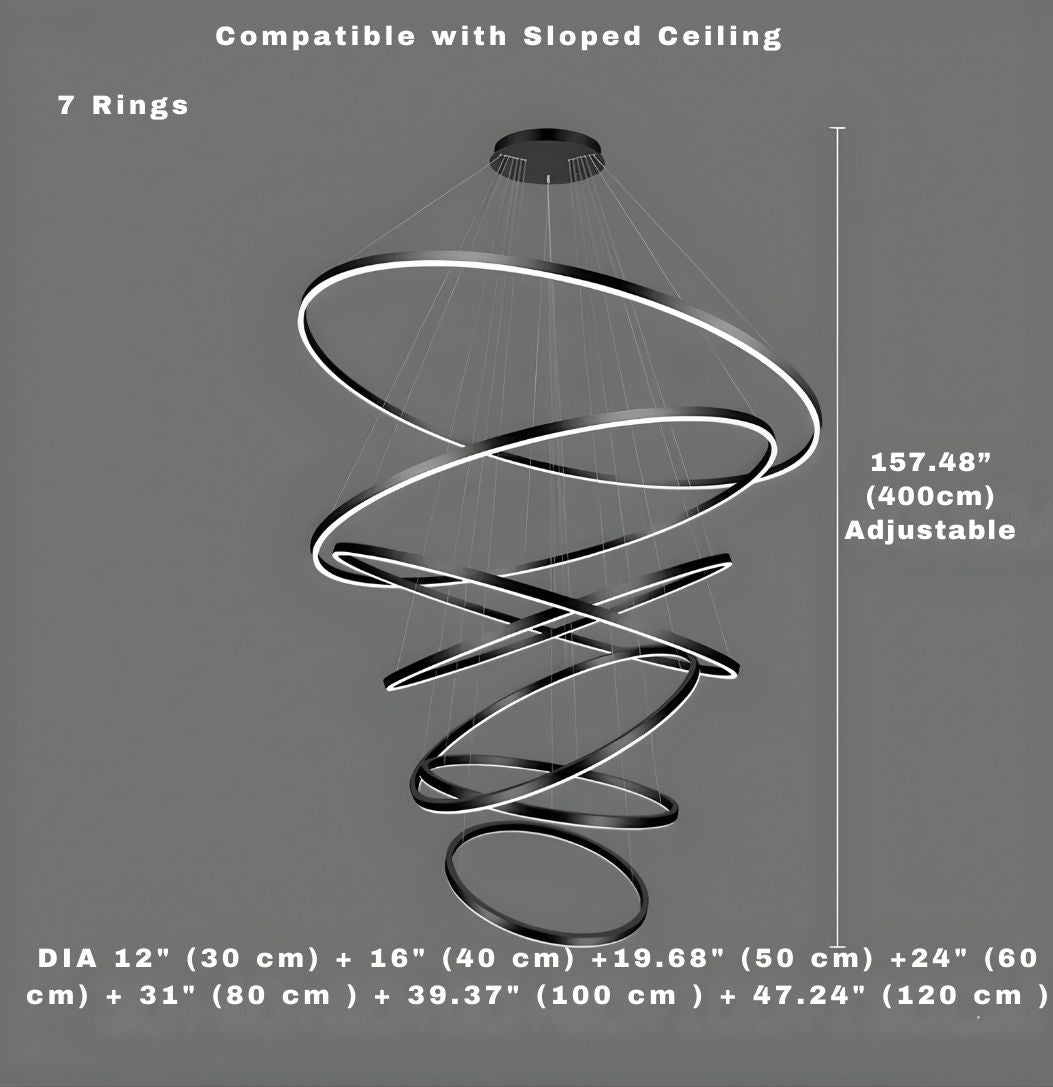 Aysan Modern Ring Chandeliers for high ceiling staircase and foyer lighting