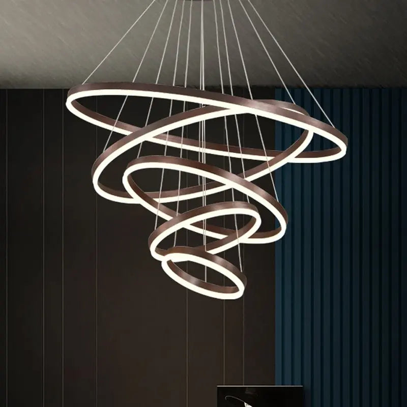 Aysan Modern Ring Chandeliers for high ceiling staircase and foyer lighting