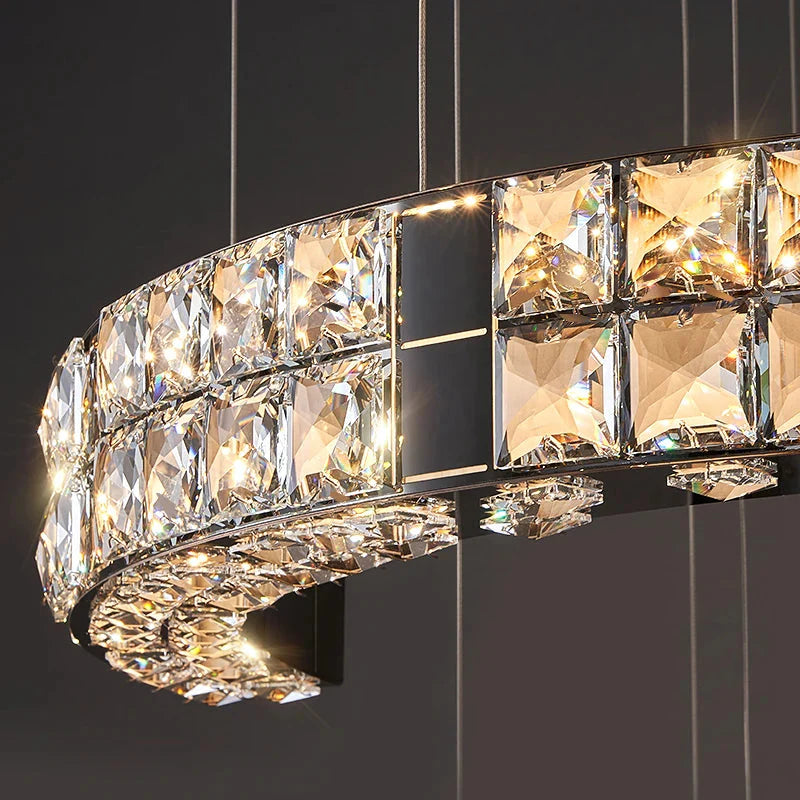 Aysha Black Crystal High Ceiling Entryway Light Fixture for high ceiling staircase and foyer lighting