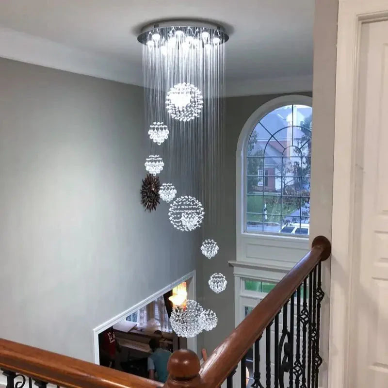 Ball Design Extra Large Crystal Chandelier for High Ceiling for high ceiling staircase and foyer lighting