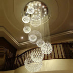 Ball Design Extra Large Crystal Chandelier for High Ceiling for high ceiling staircase and foyer lighting