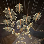 Bely Nordic Gold Long Stairwell Chandelier - Ceiling Light for high ceiling staircase and foyer lighting