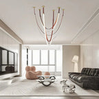 Beza Leather Belt Pendant Light for high ceiling staircase and foyer lighting