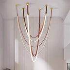 Beza Leather Belt Pendant Light for high ceiling staircase and foyer lighting