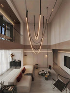Beza Leather Belt Pendant Light for high ceiling staircase and foyer lighting