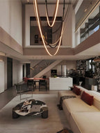 Beza Leather Belt Pendant Light for high ceiling staircase and foyer lighting