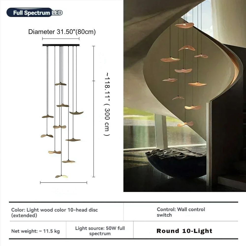 Bidi Multi Light Pendant Chandelier for high ceiling staircase and foyer lighting
