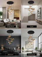 Bidi Multi Light Pendant Chandelier for high ceiling staircase and foyer lighting
