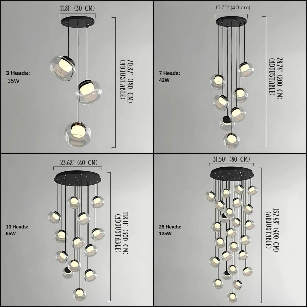 Billy Staircase Pendant Light for high ceiling staircase and foyer lighting