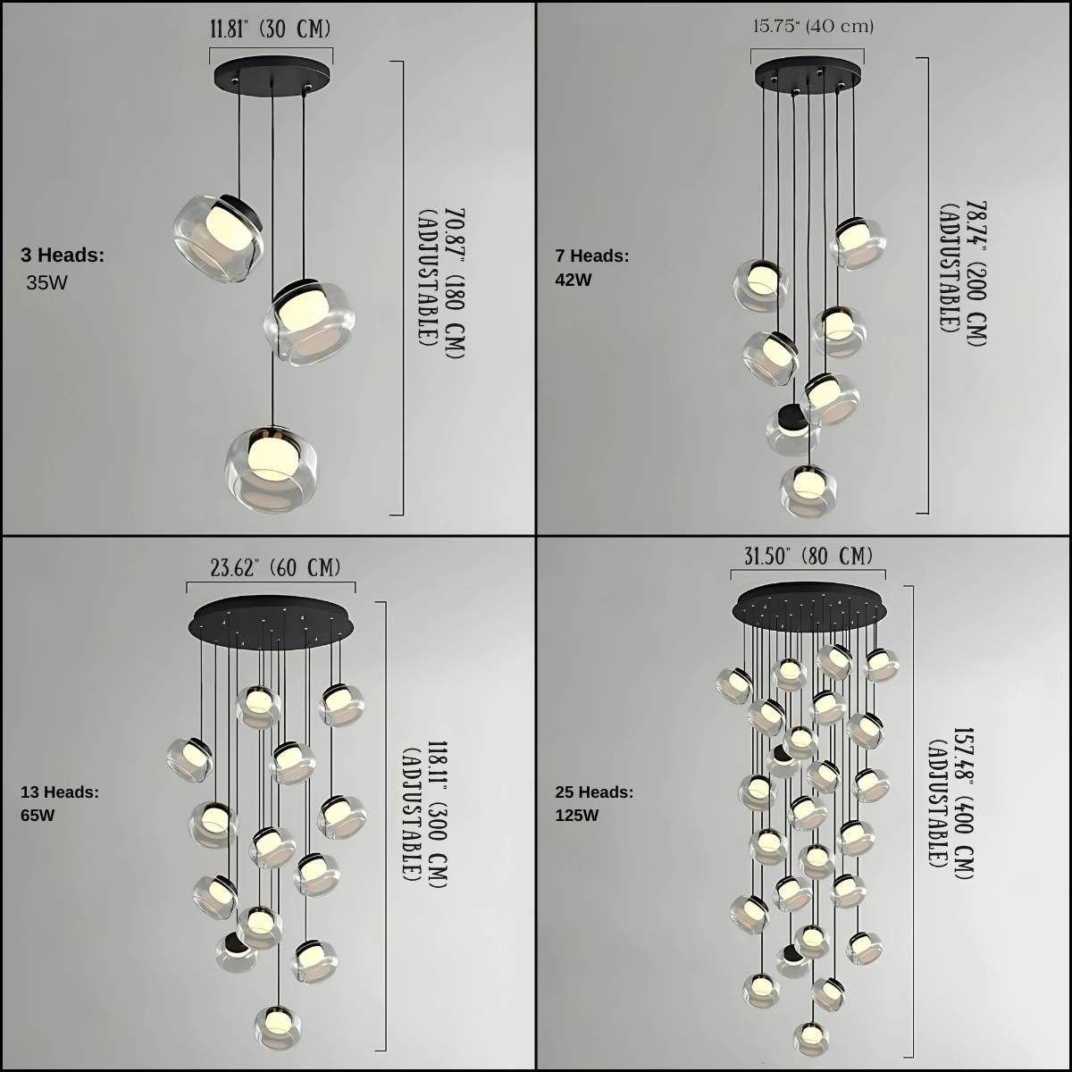 Billy Staircase Pendant Light for high ceiling staircase and foyer lighting