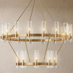 Binna Double Wagon Wheel Chandelier for high ceiling staircase and foyer lighting