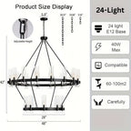 Binna Double Wagon Wheel Chandelier for high ceiling staircase and foyer lighting