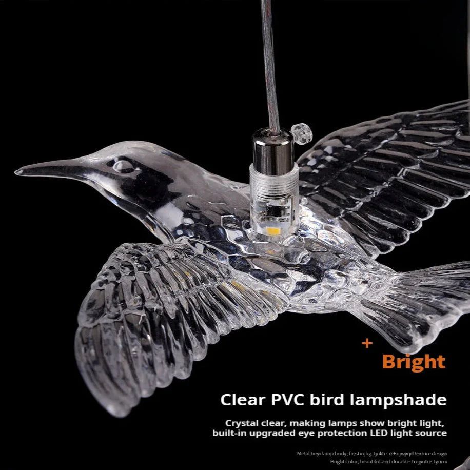 Bird Spiral Long Led Chandelier for Staircase and Foyer for high ceiling staircase and foyer lighting