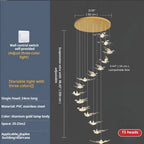 Bird Spiral Long Led Chandelier for Staircase and Foyer for high ceiling staircase and foyer lighting
