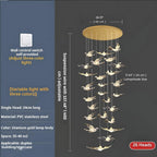 Bird Spiral Long Led Chandelier for Staircase and Foyer for high ceiling staircase and foyer lighting