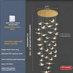 Bird Spiral Long Led Chandelier for Staircase and Foyer for high ceiling staircase and foyer lighting