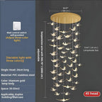 Bird Spiral Long Led Chandelier for Staircase and Foyer for high ceiling staircase and foyer lighting