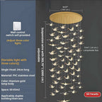 Bird Spiral Long Led Chandelier for Staircase and Foyer for high ceiling staircase and foyer lighting
