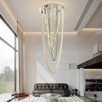Bix Crystal Hanging Chandelier for high ceiling staircase and foyer lighting
