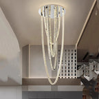Bix Crystal Hanging Chandelier for high ceiling staircase and foyer lighting