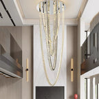 Bix Crystal Hanging Chandelier for high ceiling staircase and foyer lighting