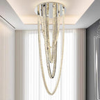 Bix Crystal Hanging Chandelier for high ceiling staircase and foyer lighting