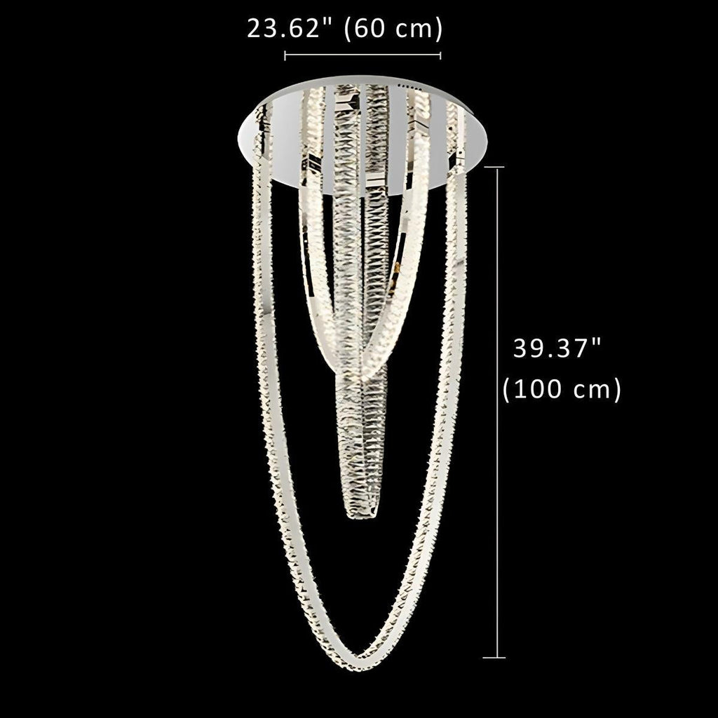 Bix Crystal Hanging Chandelier for high ceiling staircase and foyer lighting