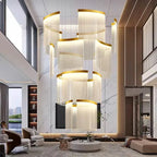 Nordic Ceiling Stair Chandelier Gold/Black for high ceiling staircase and foyer lighting