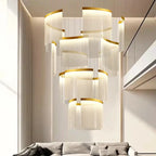 Nordic Ceiling Stair Chandelier Gold/Black for high ceiling staircase and foyer lighting