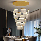 Nordic Ceiling Stair Chandelier Gold/Black for high ceiling staircase and foyer lighting