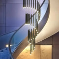 Black Modern Minimalist Stick Chandelier for Staircase for high ceiling staircase and foyer lighting