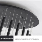Black Modern Minimalist Stick Chandelier for Staircase for high ceiling staircase and foyer lighting