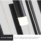 Black Modern Minimalist Stick Chandelier for Staircase for high ceiling staircase and foyer lighting