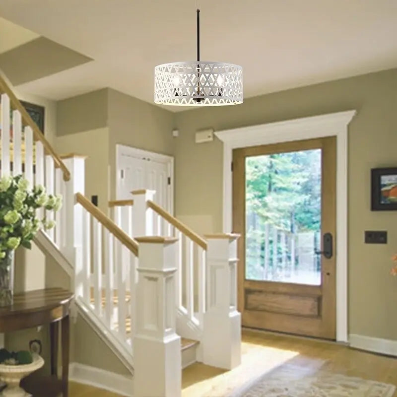 Black and White Drum Chandelier - Bling Lighting Studio
