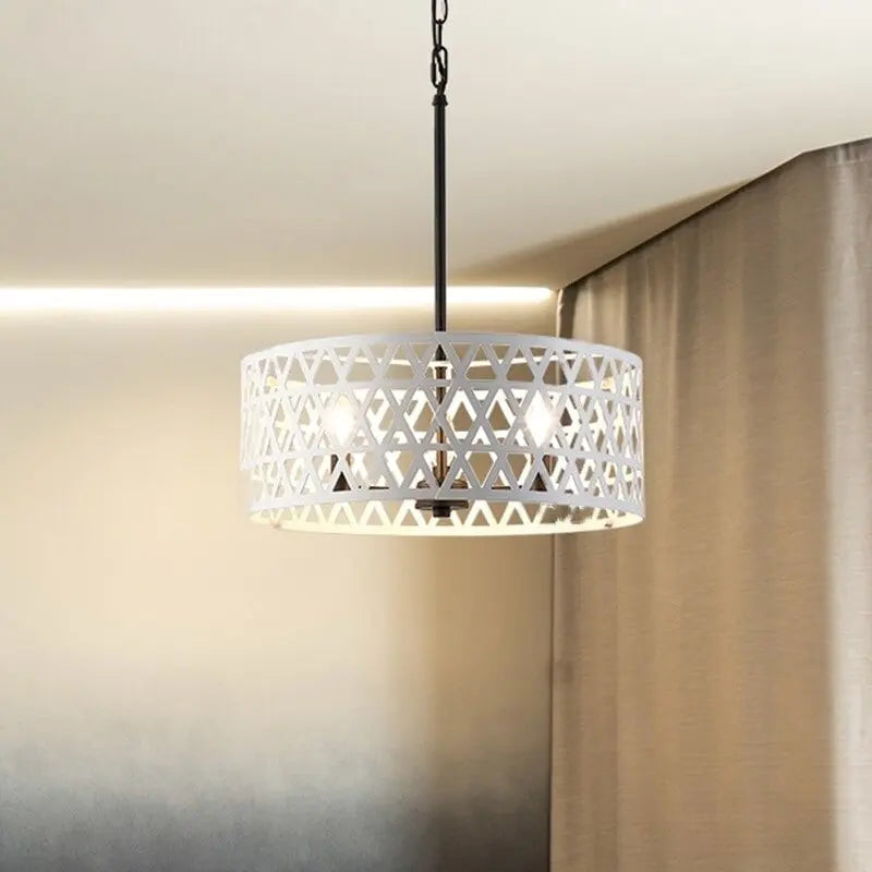 Black and White Drum Chandelier - Bling Lighting Studio