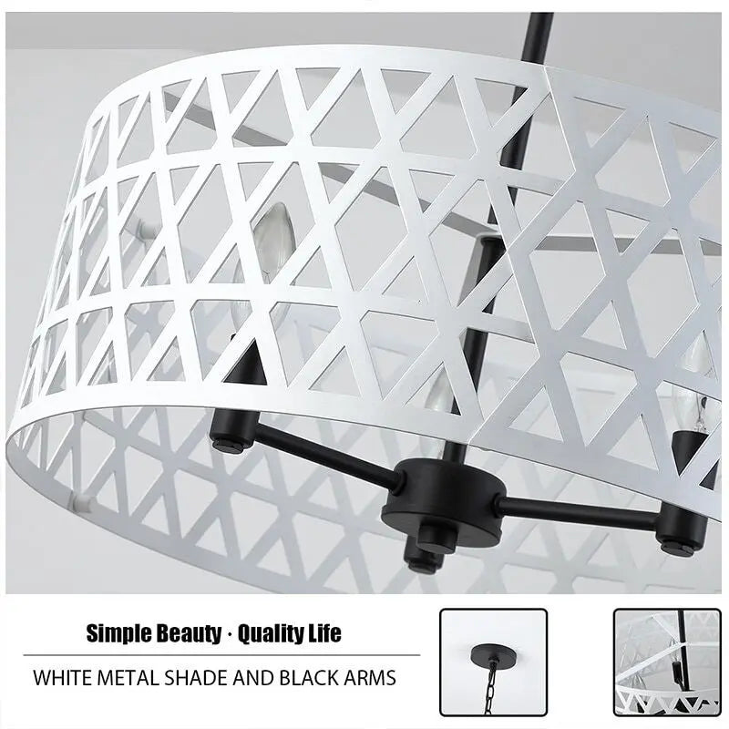 Black and White Drum Chandelier - Bling Lighting Studio