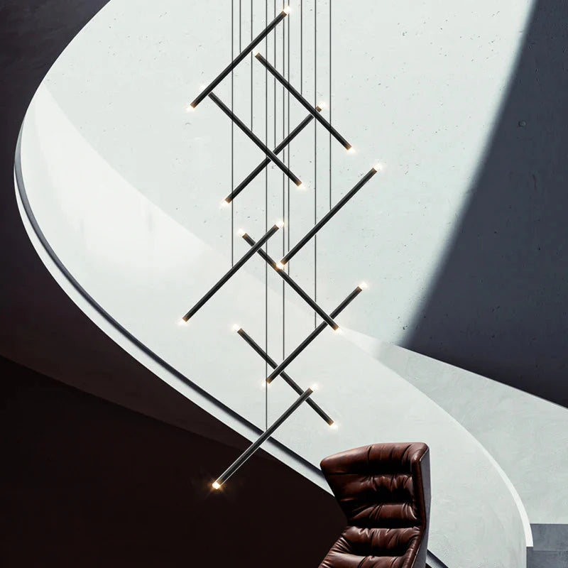 Modern Long Chandelier for High Ceiling & Staircase for high ceiling staircase and foyer lighting