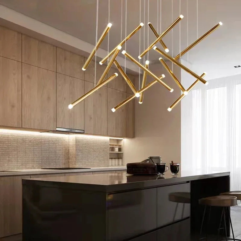 Modern Long Chandelier for High Ceiling & Staircase for high ceiling staircase and foyer lighting