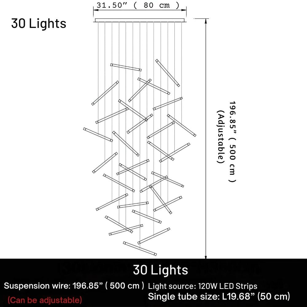 Modern Long Chandelier for High Ceiling & Staircase for high ceiling staircase and foyer lighting